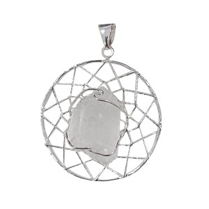 Clear Quartz 4cm Dream Catcher Point Pendant Silver Plated